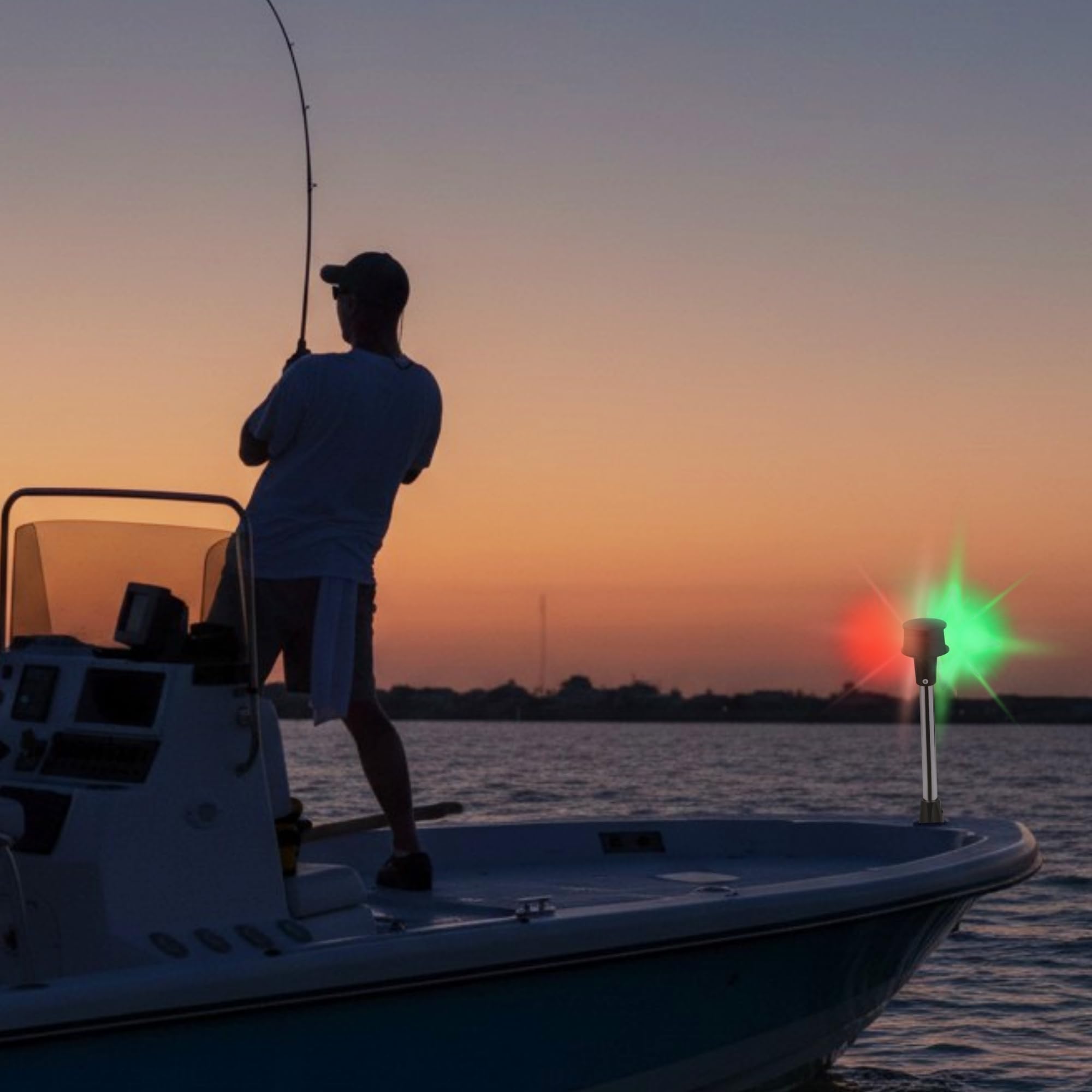 Pactrade Marine Luces de navegación LED rojas y verdes para barcos, poste extraíble de 12 pulgadas con base de liberación rápida, luces impermeables bicolor para barco, kayak, pontón, barcos pequeños