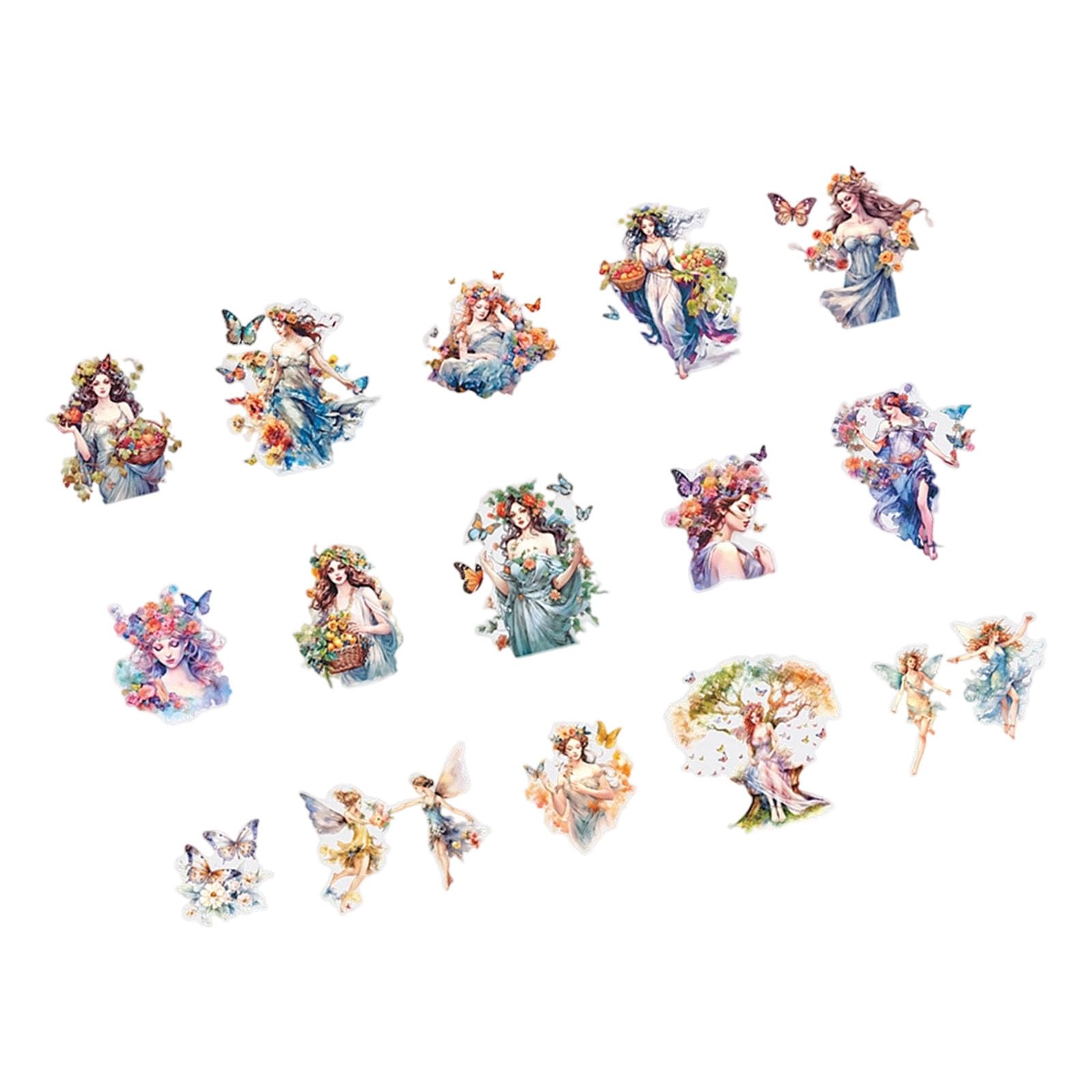 Msioytog Artistic European Inspired PET Transfers Waterproof Decorative Tokens for Scrapbooks Elegant Planner Decoration Transfers
