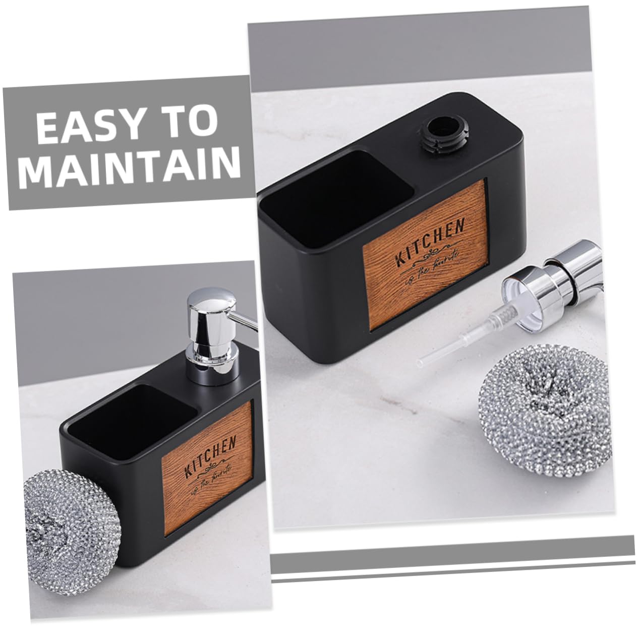 IMIKEYA Dispenser Pompa per Sapone Liquido Contenitore per Detersivo per Piatti da Cucina Dispenser per Shampoo e Balsamo per Cucina e Bagno con Porta Spugna