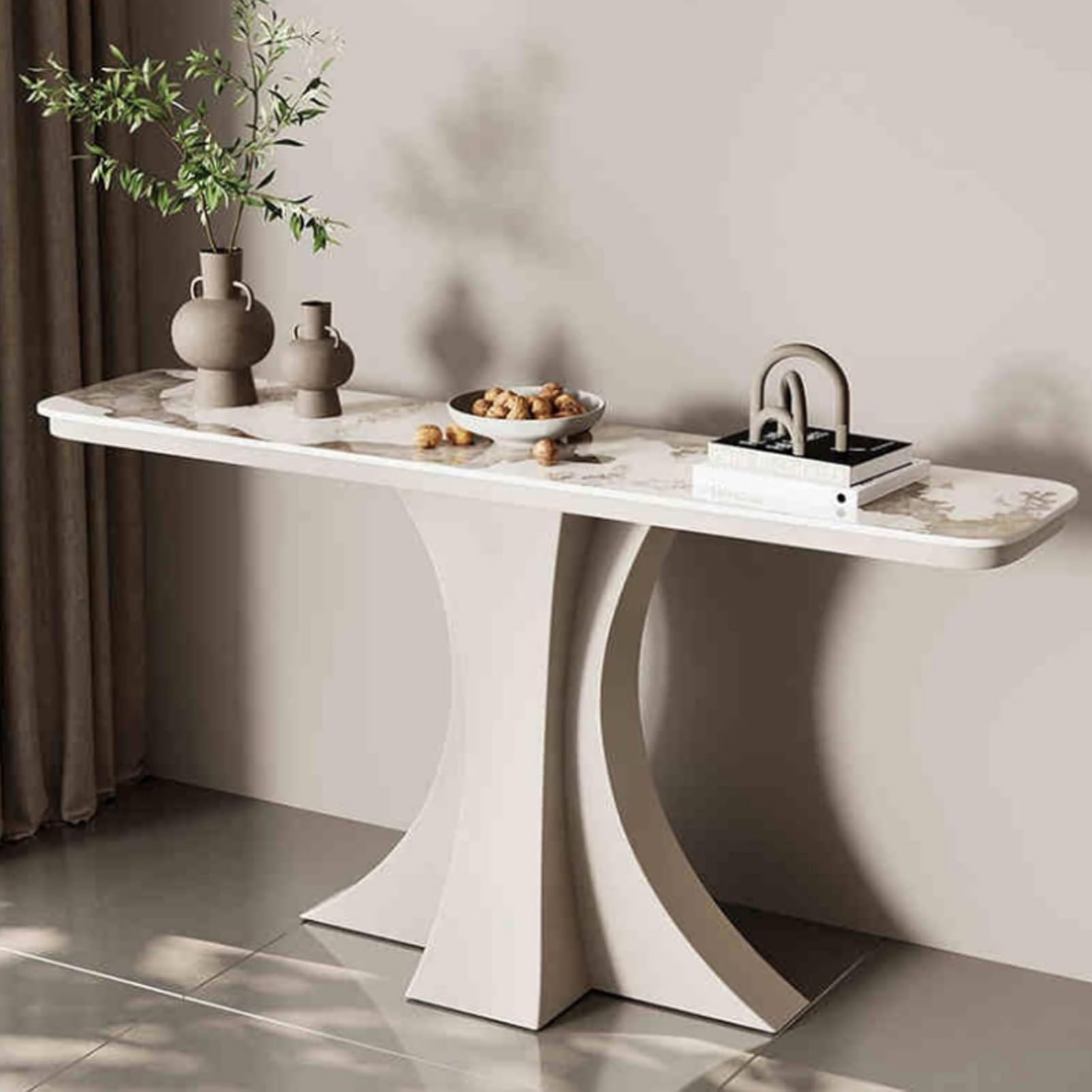 MESCXTY Narrow Console Table, Modern Entryway Sofa with Sturdy Metal Base for Living Room, Hallway, Entrance(White1,80cm/31.5in)