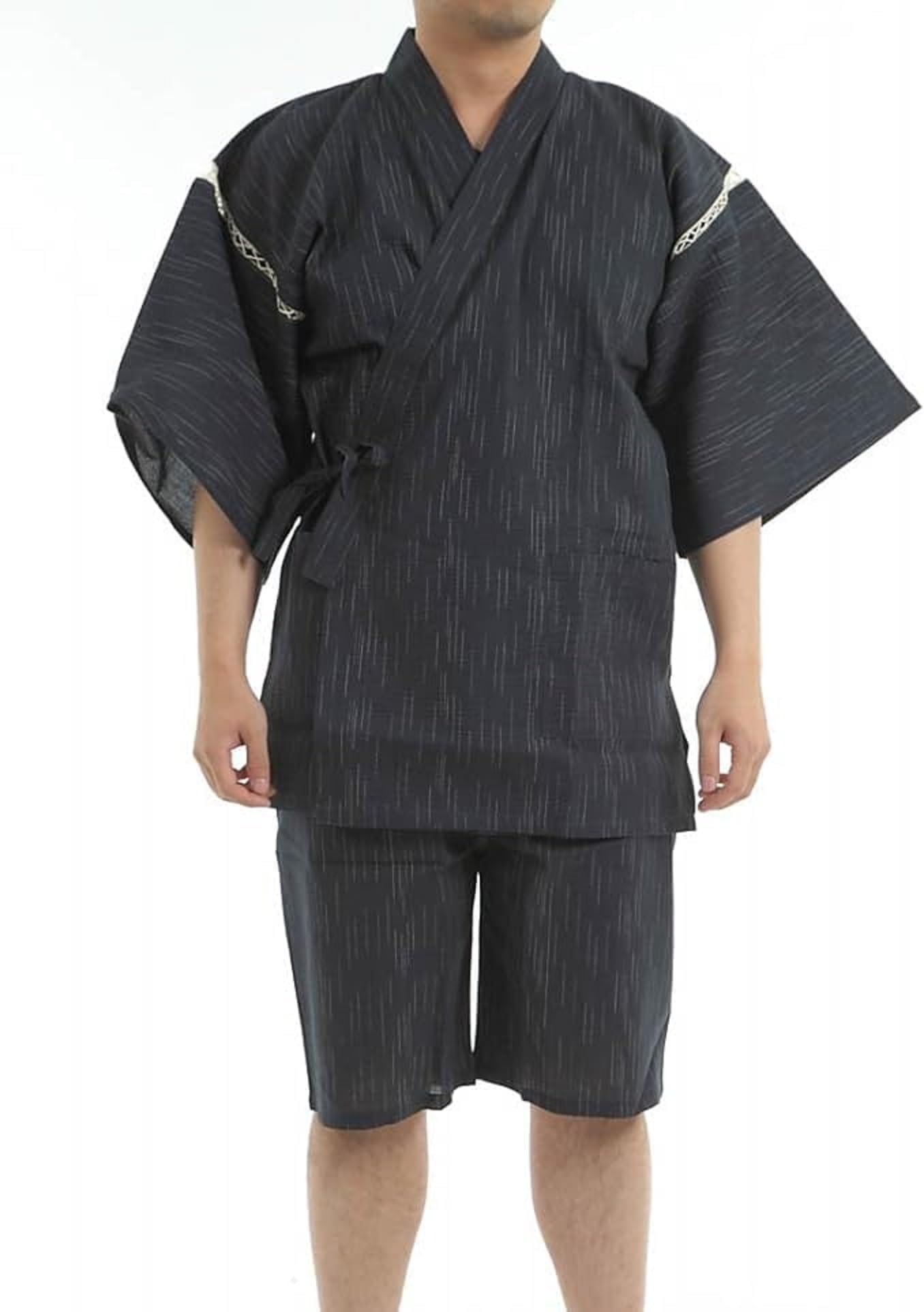 Edoten Men's Japan Kimono Jimbei SIJIRAORI 100% Cotton.