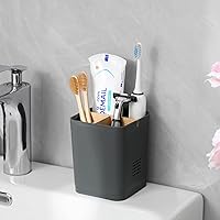Vista 2 de Soporte para cepillo de dientes eléctrico de 3 ranuras con divisores de bambú para baños, organizador de cepillo de dientes y pasta de dientes