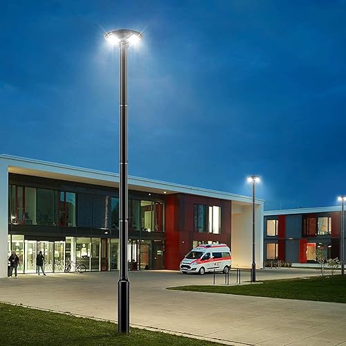 Miniatura 7 de HCOOR - Lámpara de poste para exteriores con poste de 98 pulgadas, IP67, impermeable, luz solar de atardecer a amanecer, para camino de paisaje con