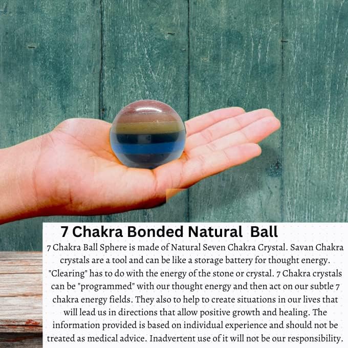 Miniatura 3 de Spiritual Elementz Reiki Crystal Products - Bola de esfera natural unida con 7 chakras (1.575-1.969in).