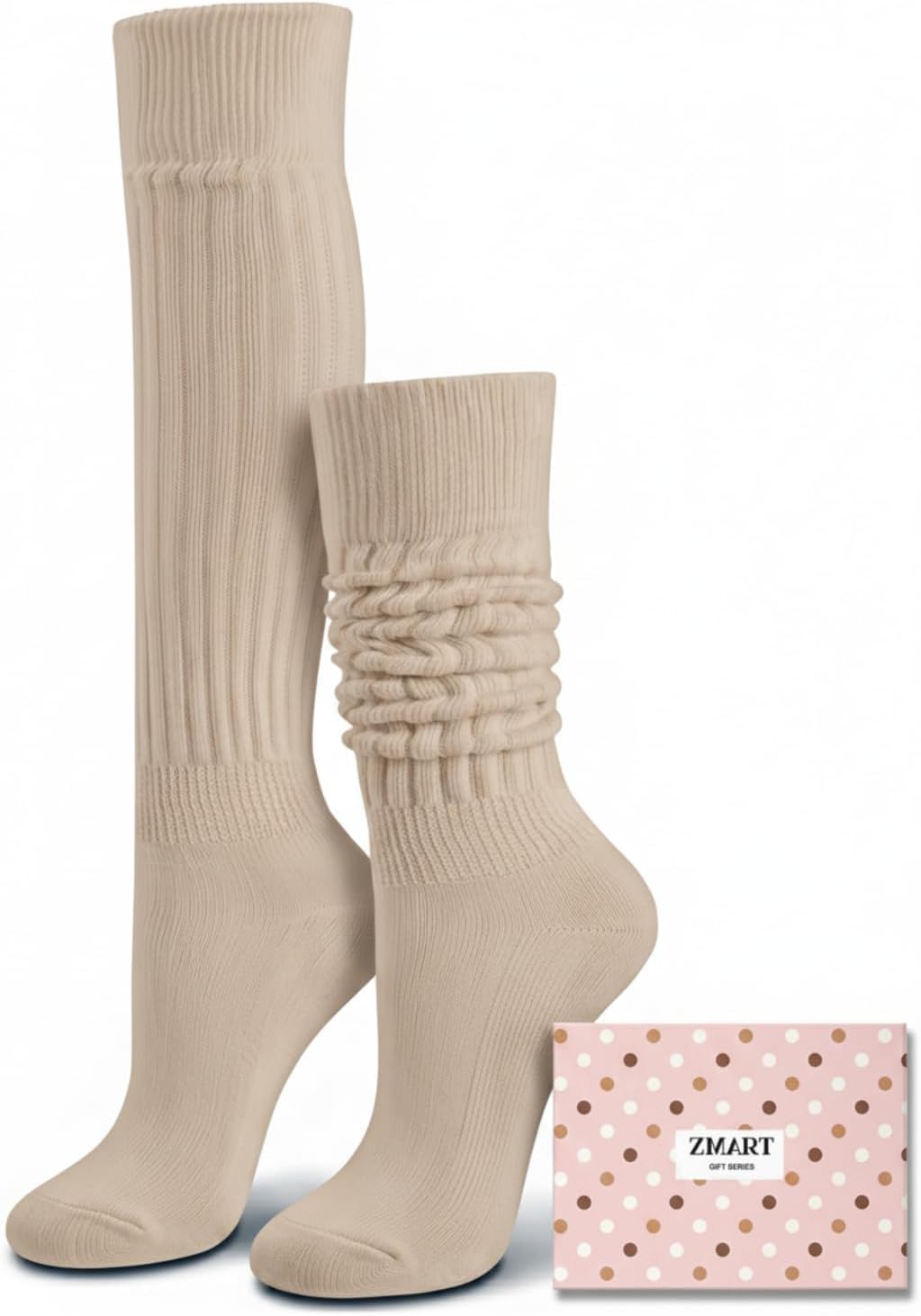 Women Slouch Socks - Cozy Scrunch Socks, 80s Style in White, Black, Orange & Cream