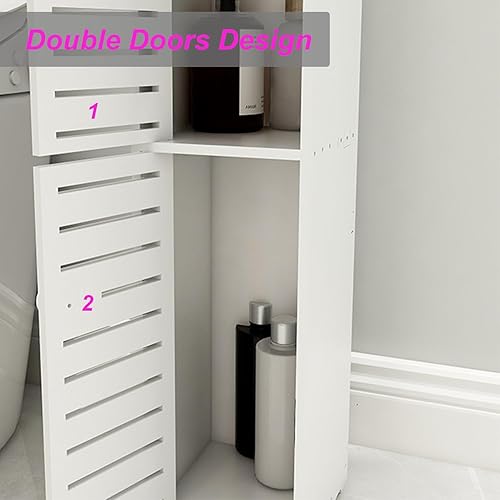 Miniatura 5 de Armario de almacenamiento pequeño para baño, armario de almacenamiento sobre el inodoro para piso de baño delgado, almacenamiento de papel higiénico