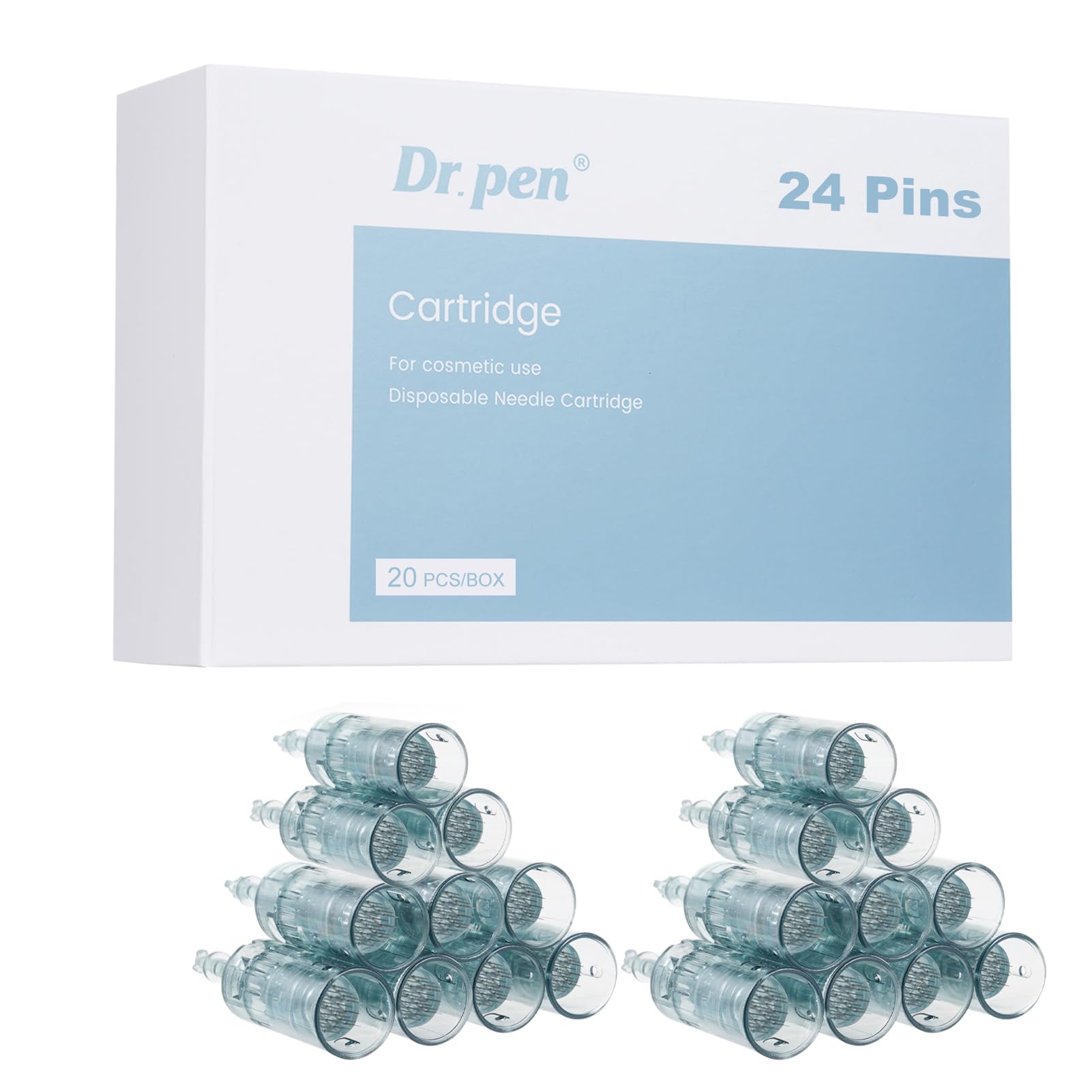Dr.Pen Cartouches Ultima M8/M7S 24 Broches - 20 Pièces pour Anti-Rides, Raffermissant, éclaircissant et Réduction des Taches- Cartouches Dr Pen Ultima M8/M7S (20 pièces, 24 Broches pour M8/M7S)