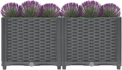Miniatura 19 de Cama elevada, cama de jardín, maceta rectangular, jardinera de jardín, camas de jardín elevadas al aire libre, maceta de jardín de hierbas al aire