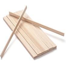 Wood Strips Slats Wooden Sticks for Crafts 1/8" 3/4" 12", 30 PCS Wood Trim Planks Flat Lumber Boards Square Dowel Rods Wooden Dowels for Crafting, Woodworking, Model Making