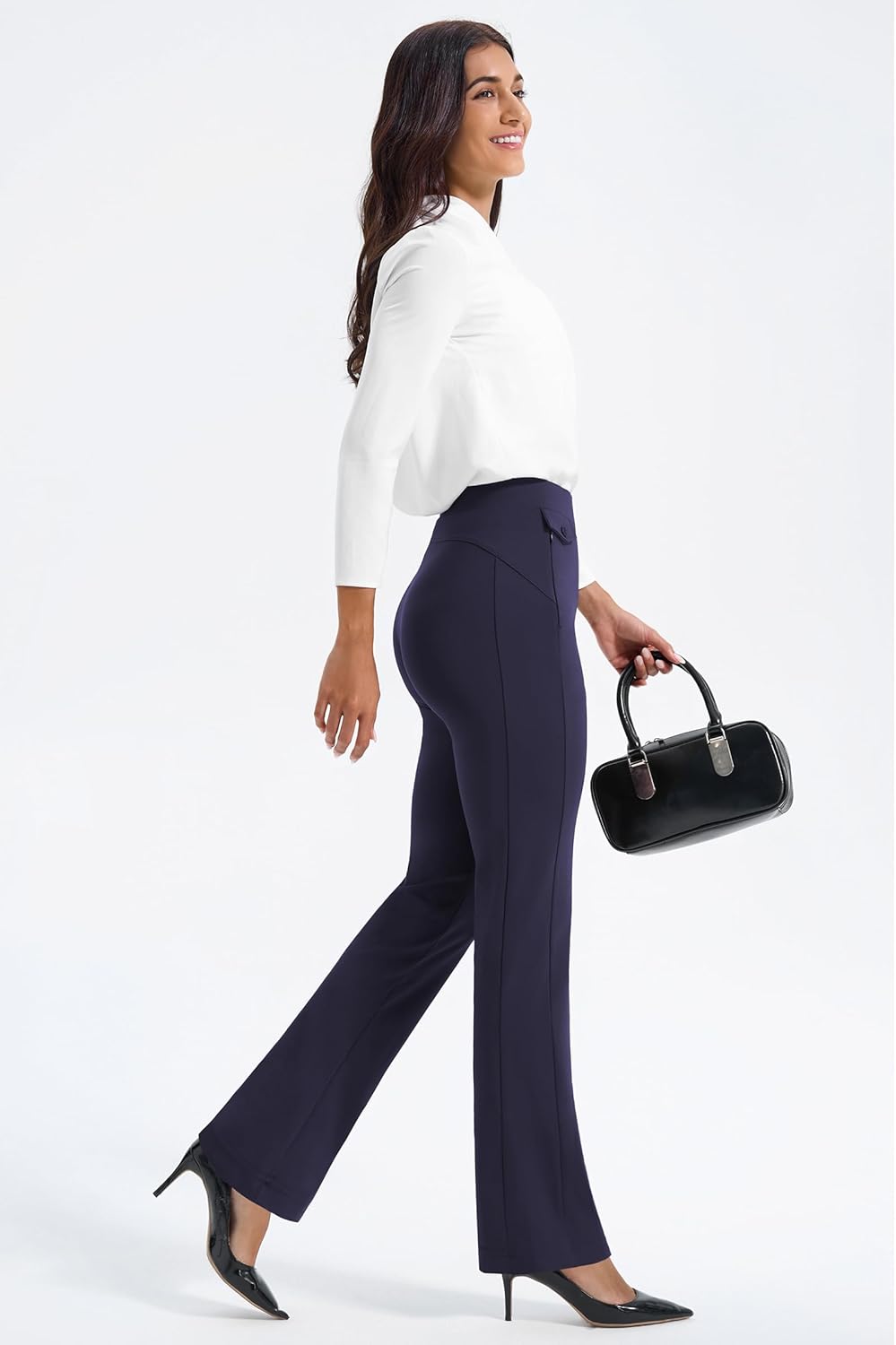 AFITNE Women's Yoga Dress Pants High Waist Pull On Stretchy Straight Leg Work Casual Slacks with Water-Repellent Fabric - Image 6