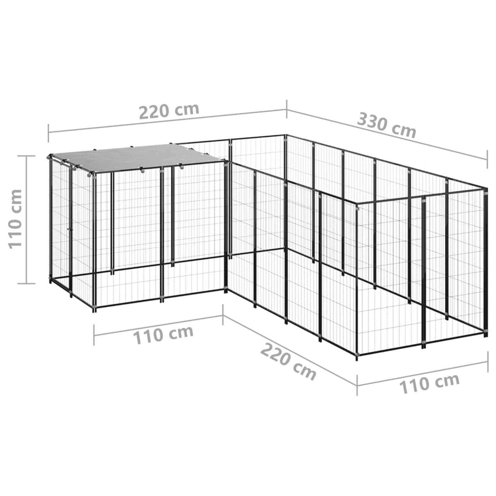 Homgoday Czarna klatka dla psa 4,84 m² stalowa klatka dla psa wewnętrzna klatka dla psa Kennel dla psów klatki dla psów klatki dla psów ogrodzenie dla psa na zewnątrz
