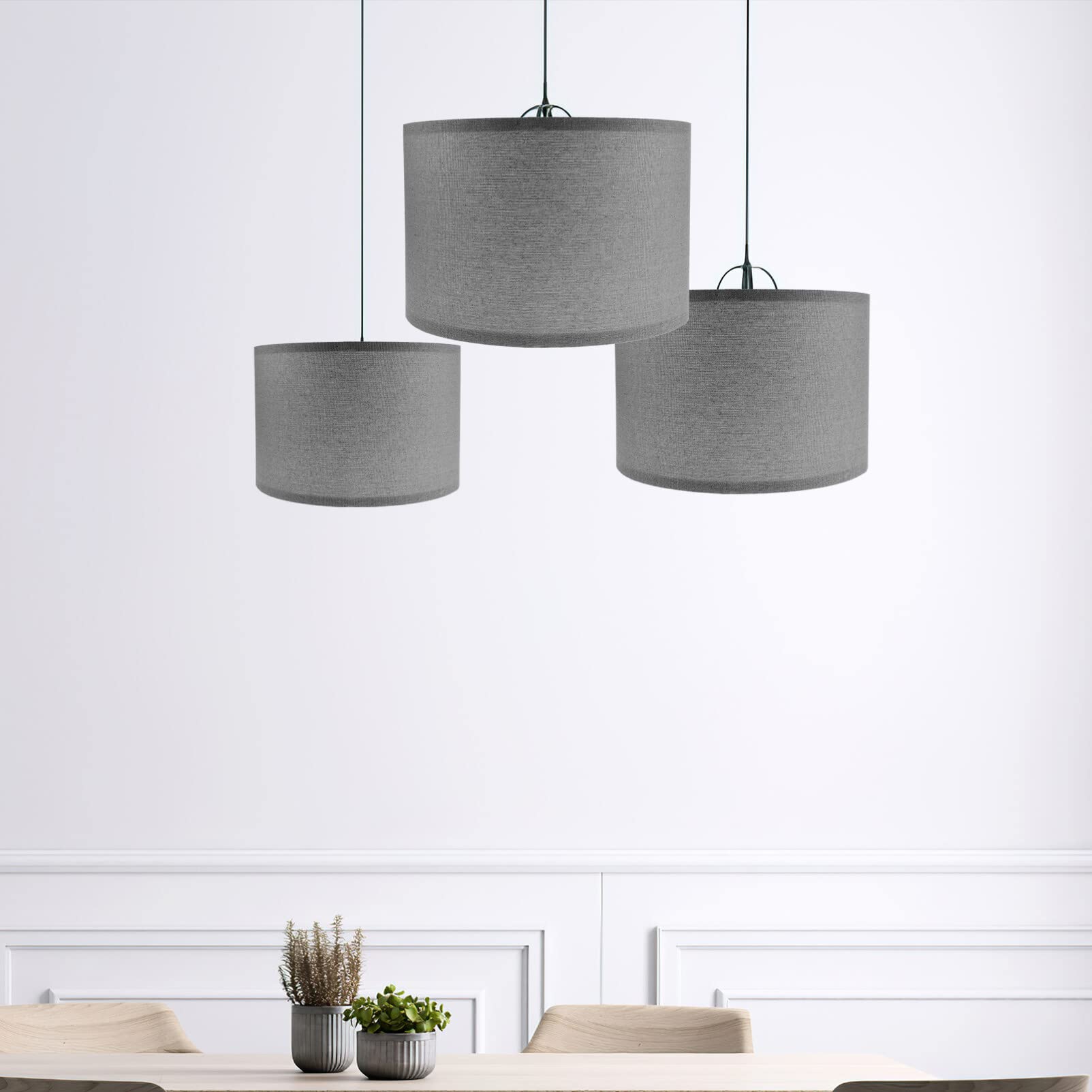 Baluue Fabric Drum Lampshade, Assembly Required Lampshade for Floor Lamp, Table Lamp, Bedside Lamp, 11.79"X11.79"X7.86" Medium Drum Shades Classic Modern Style, Spider Fitter, Gray