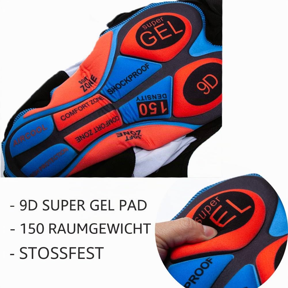 Radtrikot Herren Kurzarm, Fahrradbekleidung Set Herren Radtrikot Set Fahrrad Trikot Langarm + Hose mit Sitzpolster Reflektierend