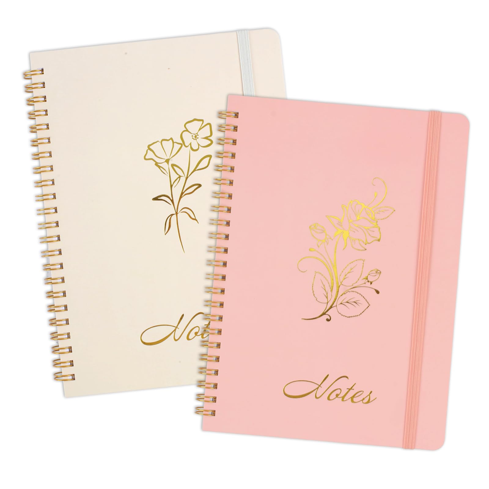 Joyberg Aesthetic Spiral Notebook, 2PCS Cute Notebook, 8.3" x 6" Notebook For Women, A5 Spiral Journal Notebook for Office/School/Home (Pink & Beige)