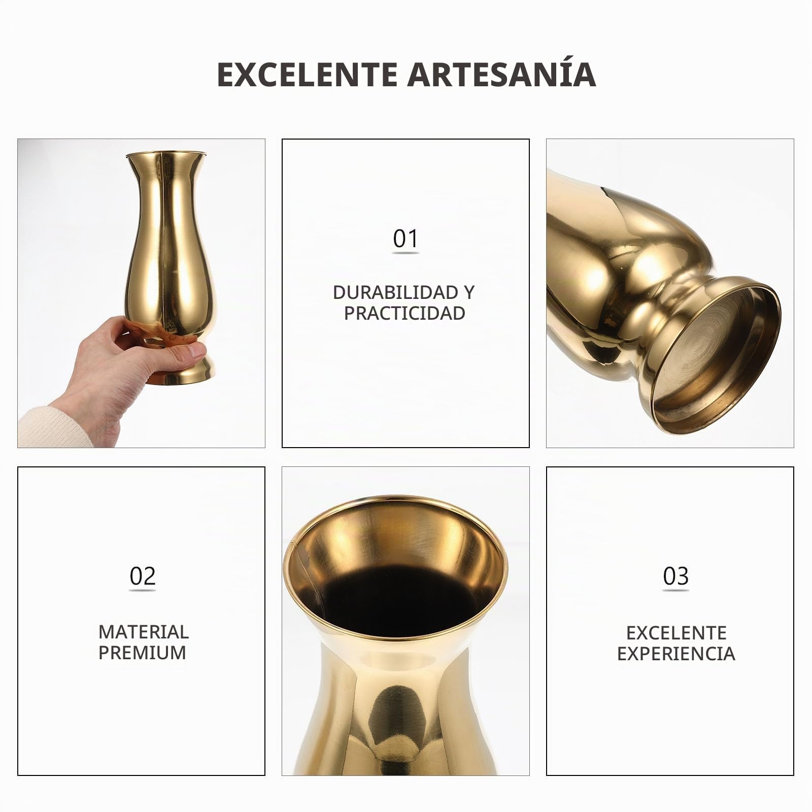 PRETYZOOM Jarrón De Metal Decorativo para Flores Secas Y Arreglos Florero De Mesa Compacto De 7.48 Pulgadas para Hogar Oficina Y Jardín Diseño Moderno Y Simple