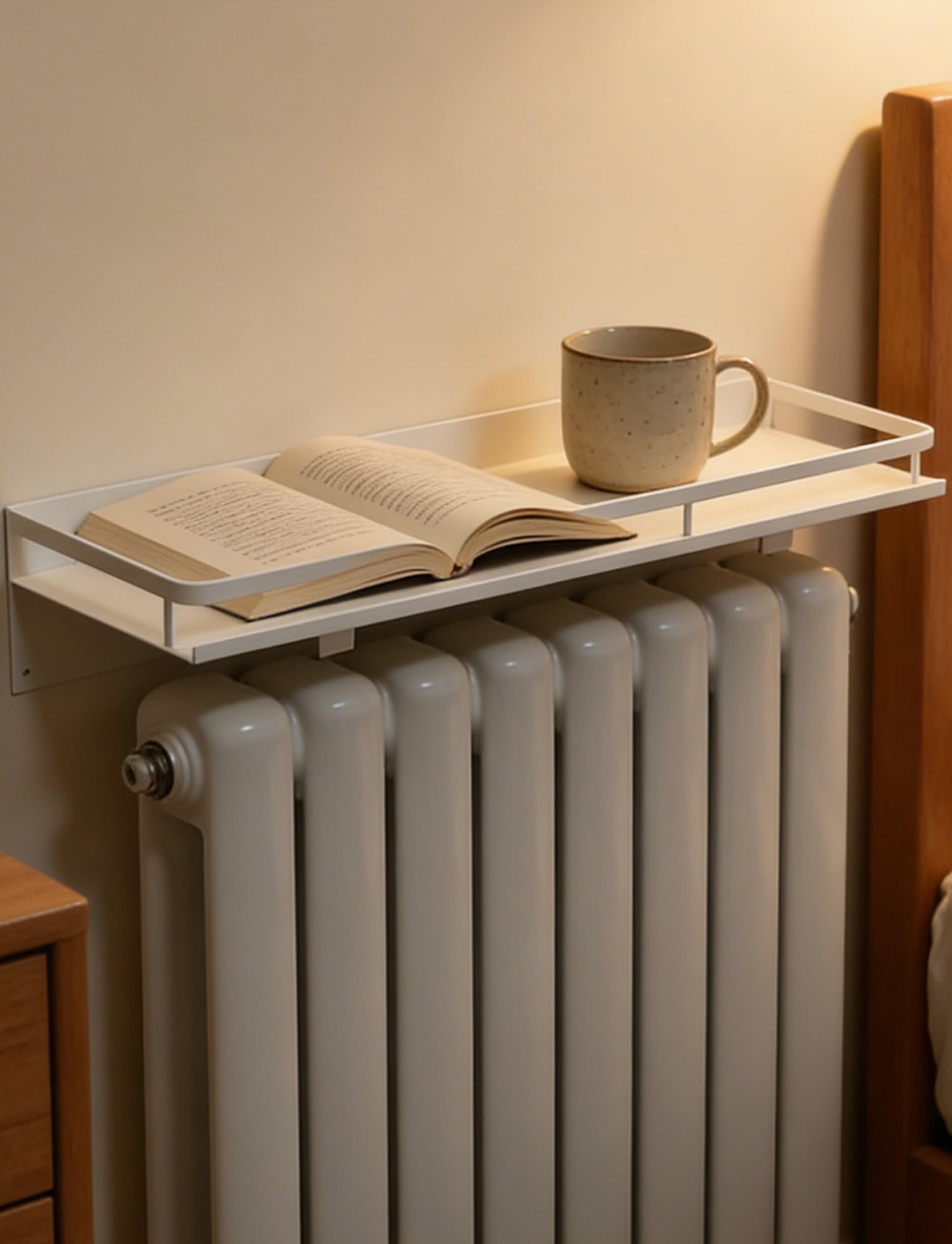 Étagère flottante pour radiateur sans perçage avec côtés surélevés