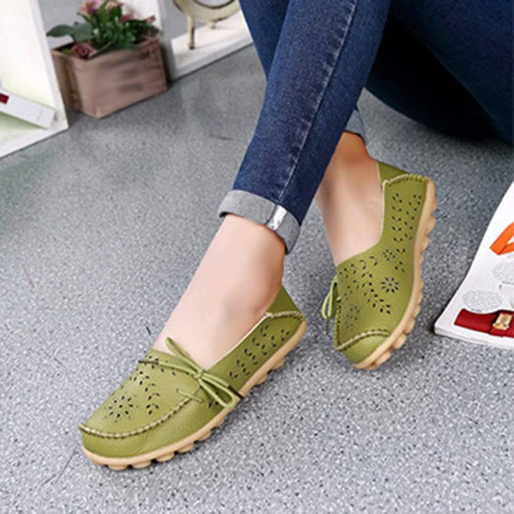 ORANDESIGNE Damen Segelschuhe Bootsschuhe Loafers Slipper Freizeit Schuhe Barfußschuh Weichen Leder Flache Schuhe Bequeme Fahr Schuhe Casual Slip On Atmungsaktiv Wanderschuhe