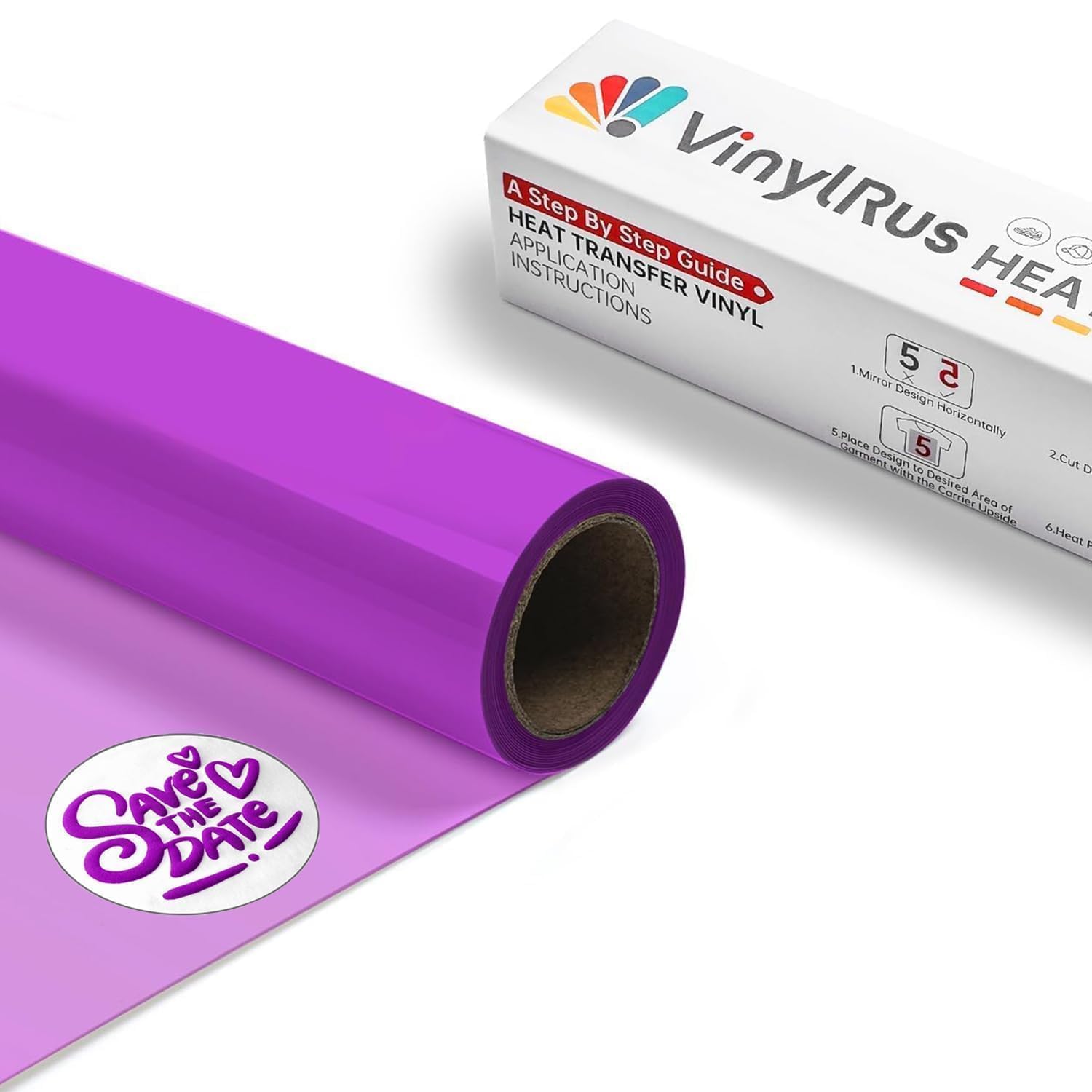 VinylRus Puff HTV Heat Transfer Vinyl Roll, Purple, 12" x 6FT