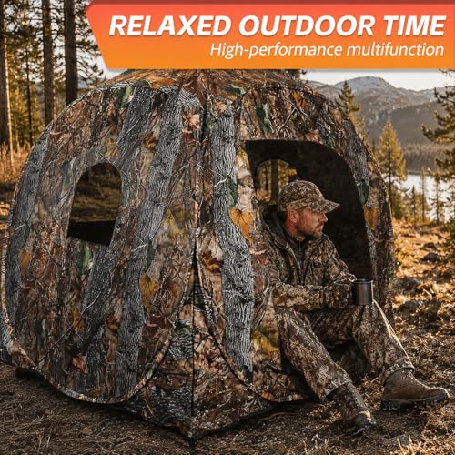 FUNHORUN Hunting Blind 360 Degree See Through with Floor Mat, 2/3 Person Ground Blind, Quick Set Pop Up Tent, Spring Steel Camouflage Tent for Deer and Turkey by FUNHORUN - Image 7