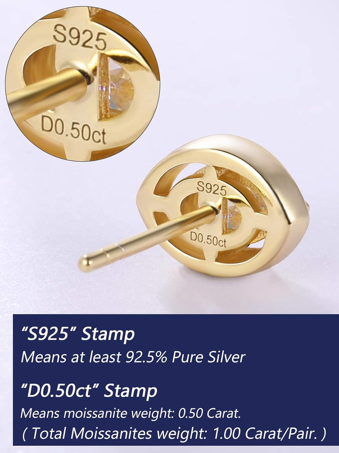 Original Design Moissanite Stud Earrings for Women, Pricess Cut/Oval Cut/Pear Cut/Heart Cut, Solid 925 Sterling Silver Hypoallergenic, Birthday Valentines Anniversary Mother's Day Ideal Gift for Her - Image 7