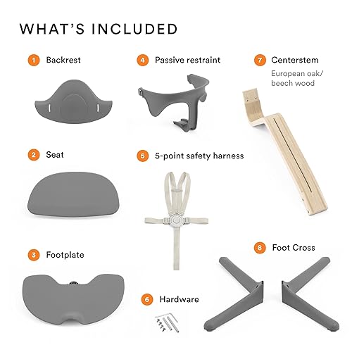 Miniatura 3 de Nomi  Silla alta, color negro, de madera de roble blanco, diseño escandinavo moderno, eje de madera sólida, ajustable a precisión para adaptarse al