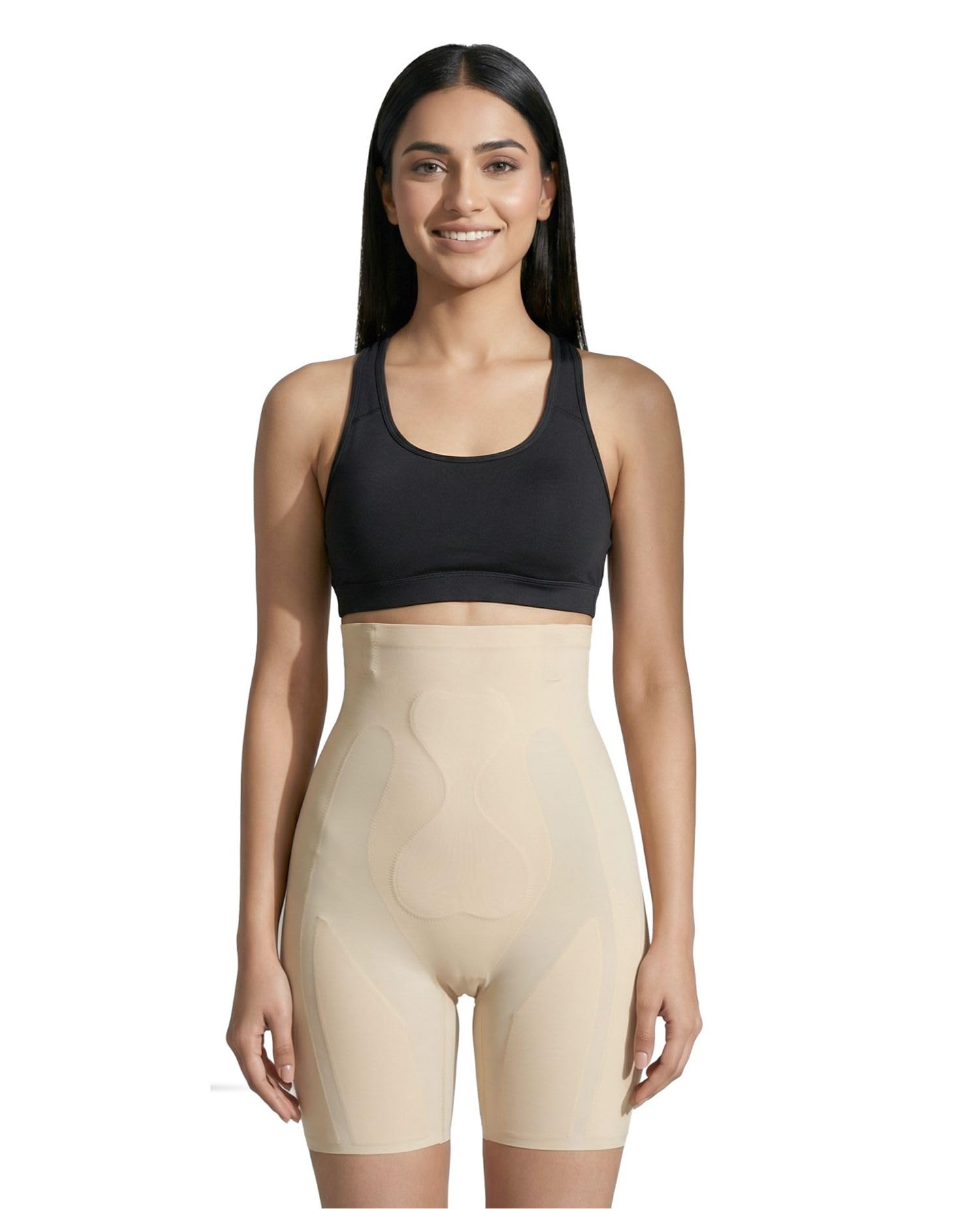 pinq polka Shapewear InvisiSKIN™ High-Waist Shaper Everyday Shorts| Metal Strand- No Rolling | Hour-Glass Low - Medium Compression | Stretchable Anti-Bacterial Mulberry Silk Crotch-picture-31