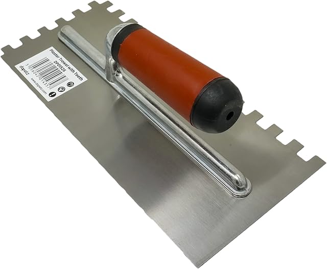 Dapetz ® 10mm Stainless Steel Square Notched tiling Trowel 280 x 125mm, The Trowel Comes with Soft Grip for The Ease of use and Ideal for Precise scooping and Spreading Plaster