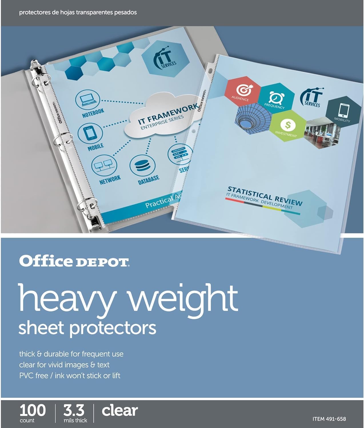 Office Depot Heavyweight Sheet Protectors, 8 1/2in. x 11in., Clear, Pack Of 100, OD491658