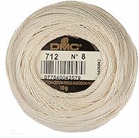 Vista 2 de DMC Pearl - Bolas de hilo color crema, 3 paquetes, tamaño 8, DMC 116 8-712, 95 yardas, %100 algodón, paquetes INCELER