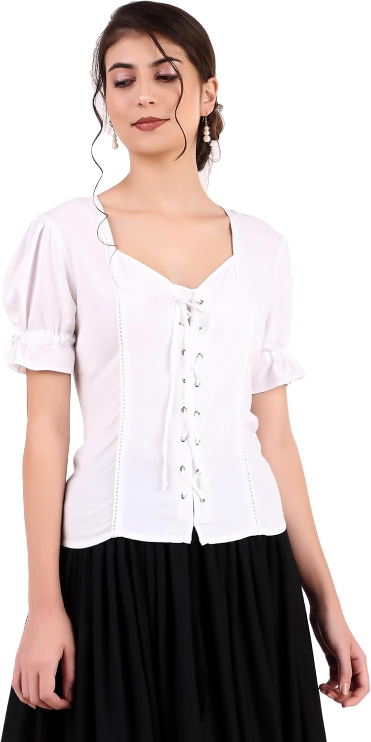 ThePirateDressing Womens Sweetheart Medieval Renaissance Pirate Costume Blouse Shirt