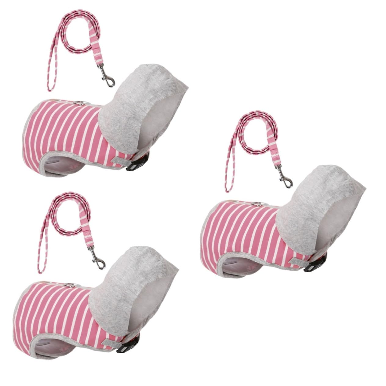 Ipetboom Lot De 3 Gilets À Rayures pour Chats avec Boucle À Dégagement Rapide Laisse Anti-Traction pour La Marche Et Le Jogging Quotidiens