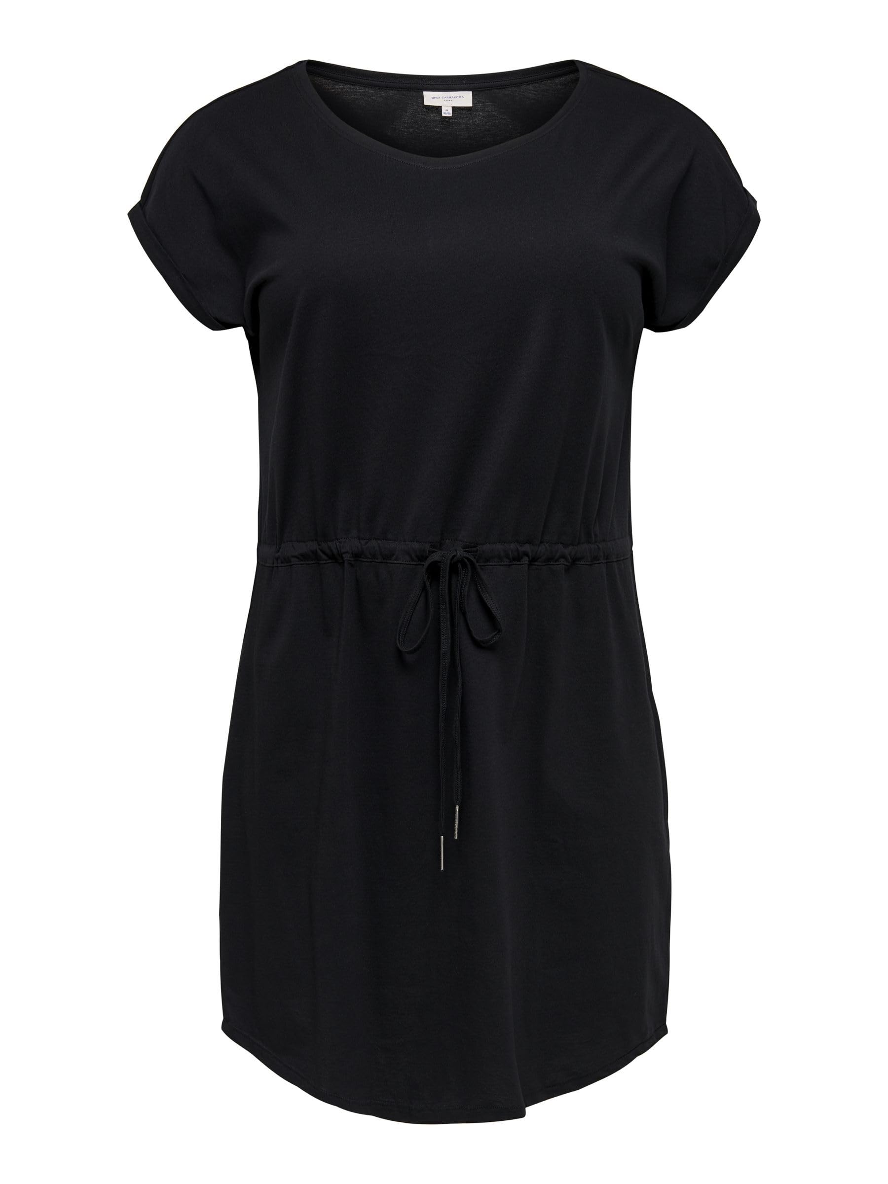 ONLY Carmakoma NOS Women's Carapril Ss Knee Dress Solid Noos Dress Not Applicable, Black, S-42/44