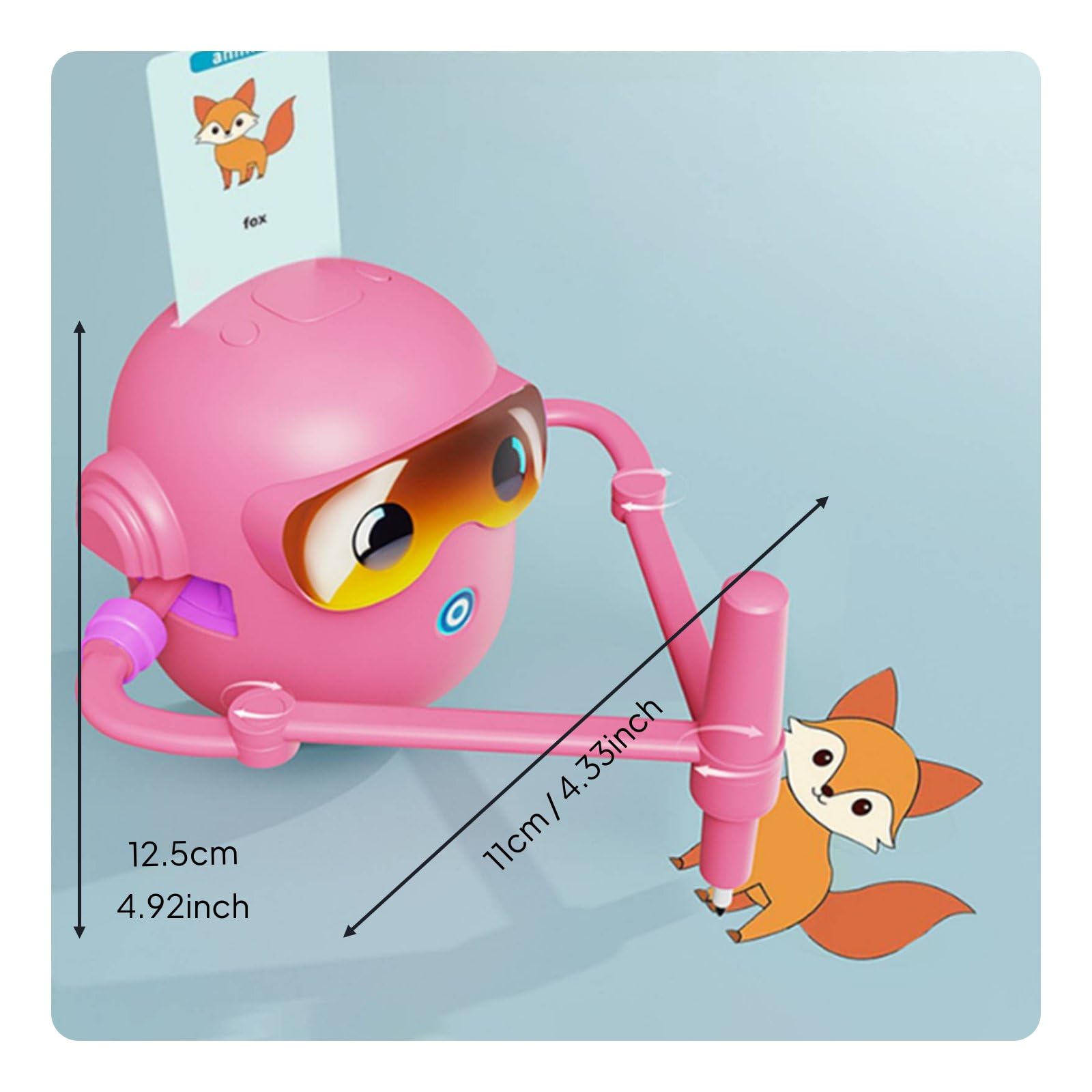 Robot da Disegno per Bambini Giocattolo Arte Interattiva Didattico Completo Lettura Rapida Carte 0.3s Motorizzati Pratica Del 100 Schede Incluse, Rosa, Senza Penne
