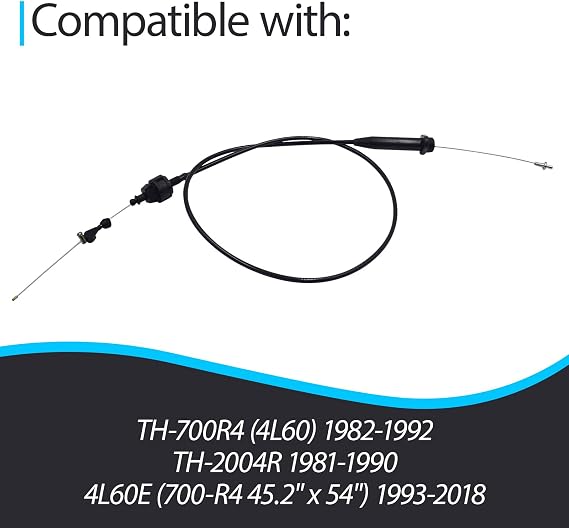 TV Detent Kickdown Cable K65552 Compatible with 700R4(4L60) 1982-1992, 2004R 1981-1990, 4L60E (700-R4) 1993-2018