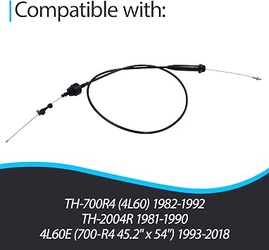 TV Detent Kickdown Cable K65552 Compatible with 700R4(4L60) 1982-1992, 2004R 1981-1990, 4L60E (700-R4) 1993-2018