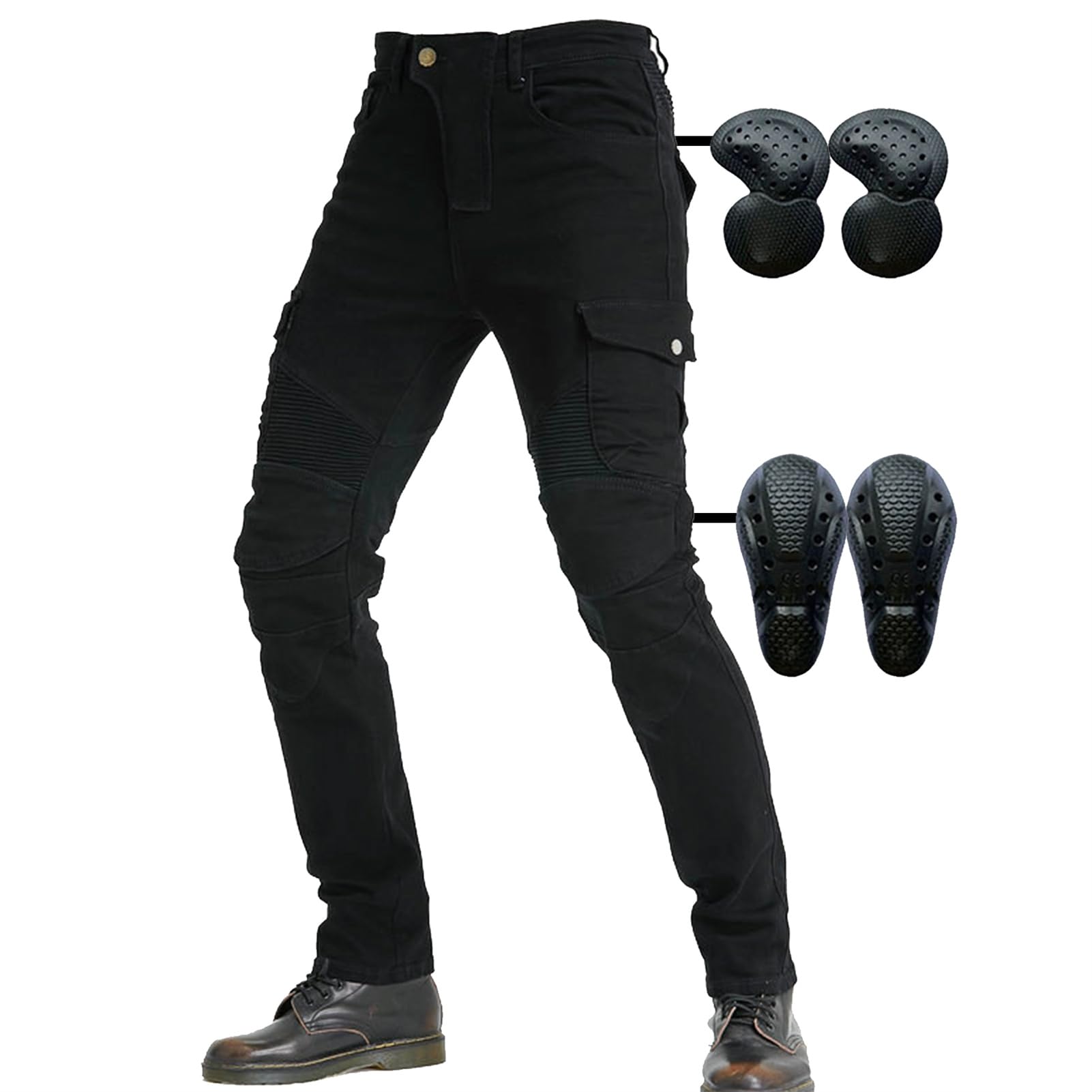 Dirt Bike Adventure Touring Pants ILM Motorcycle Riding Pants For Men - CE Armored Jeans With Kevlar Lining, Stretch Denim, For Dirt Bike & Touring Detachable Knee Hip Protectors Jeans - View #7