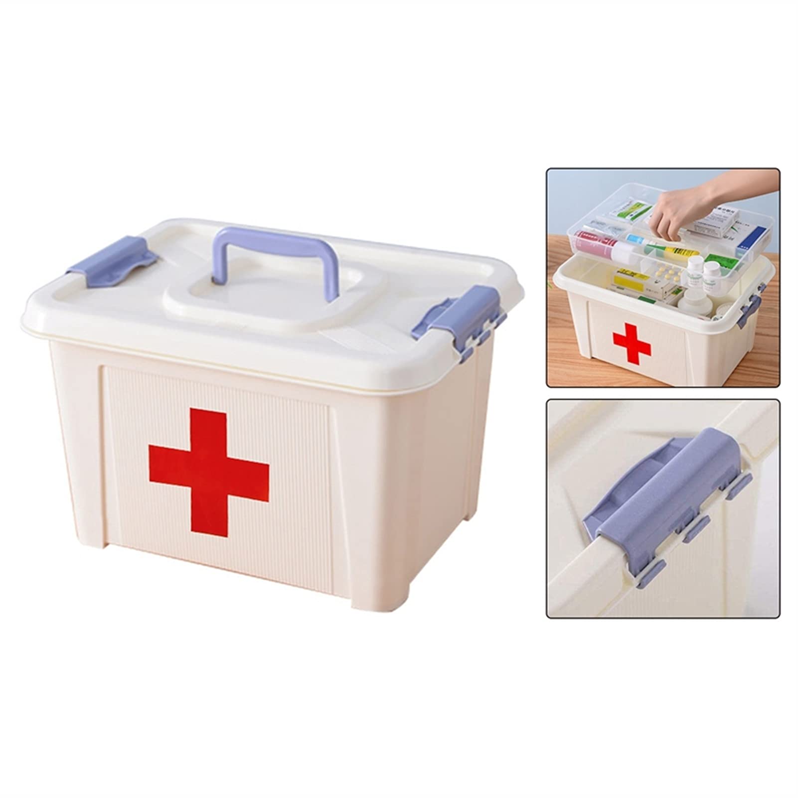 Botiquín de Primeros Auxilios portátil, Caja de Almacenamiento de medicamentos, botiquín de Primeros Auxilios Familiar Multifuncional con Mango, botiquín de Primeros Auxilios para Coche