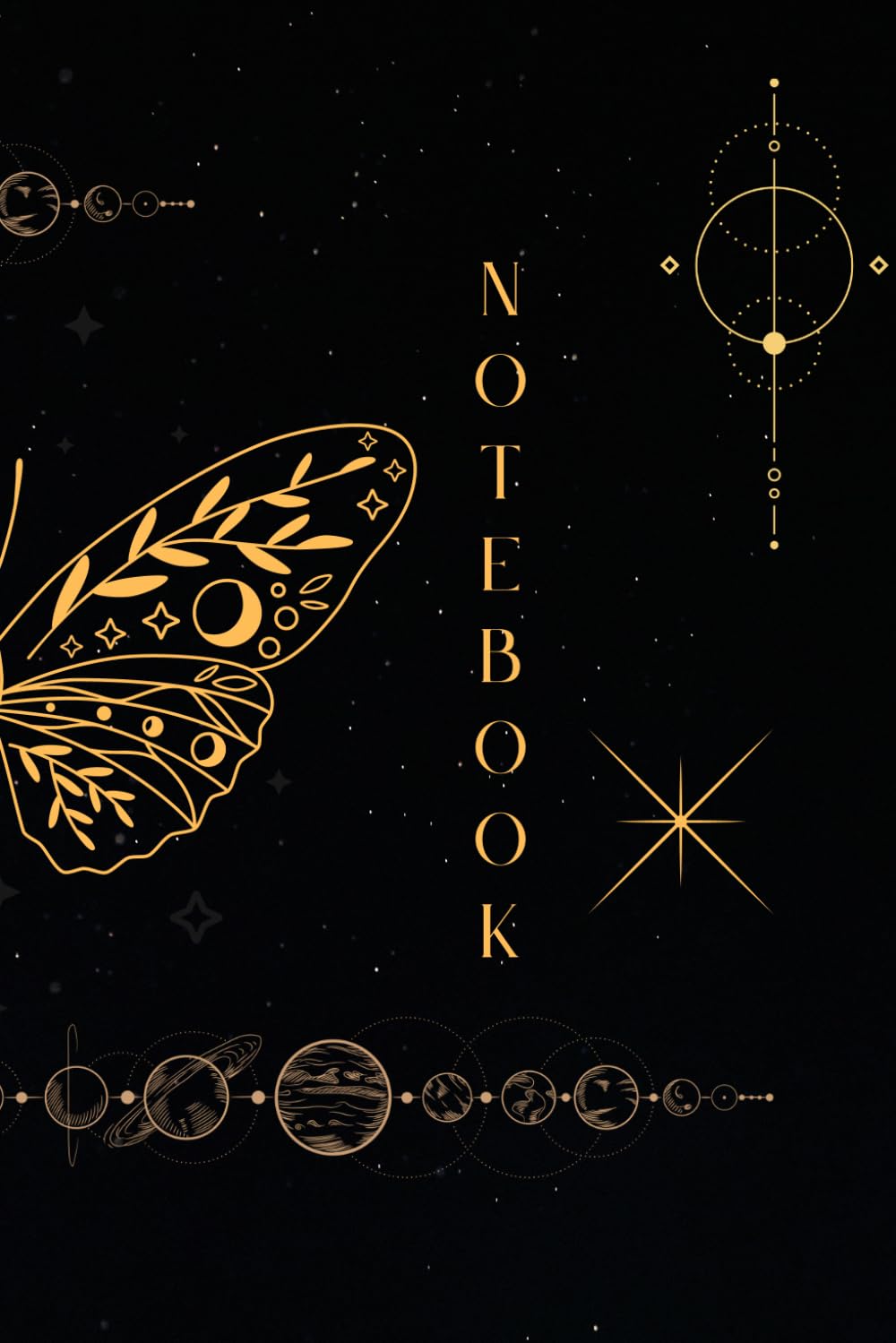 Celestial Moon and Moth Notebook Journal Diary: 6" x 9" Notebook, Paperback, 130 Lined Pages