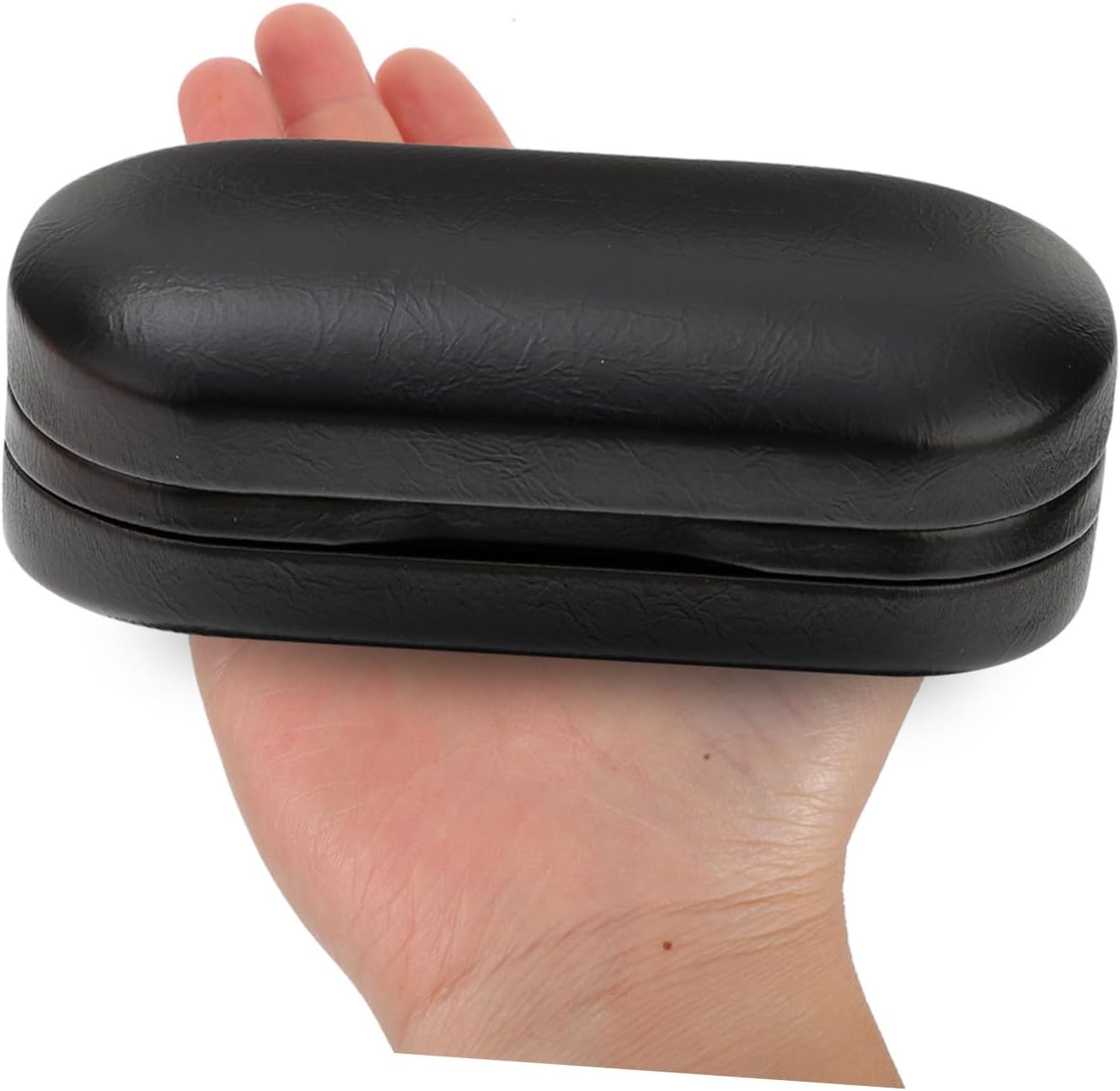 BESPORTBLE 2pcs Dual Layer Eyeglass Case with Mirror, Portable Faux Leather Double Glasses Holder Box for Men and Women, Medium Size Eyewear Storage Organizer for Travel