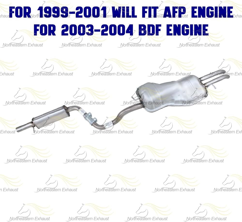 Exhaust Resonator Muffler Kit Compatible wtih Volkswagen Jetta 1999-2004 2.8L | Stainless Steel | Northeastern Exhaust | Includes Sleeves and Hanger | Direct-Fit Replacement
