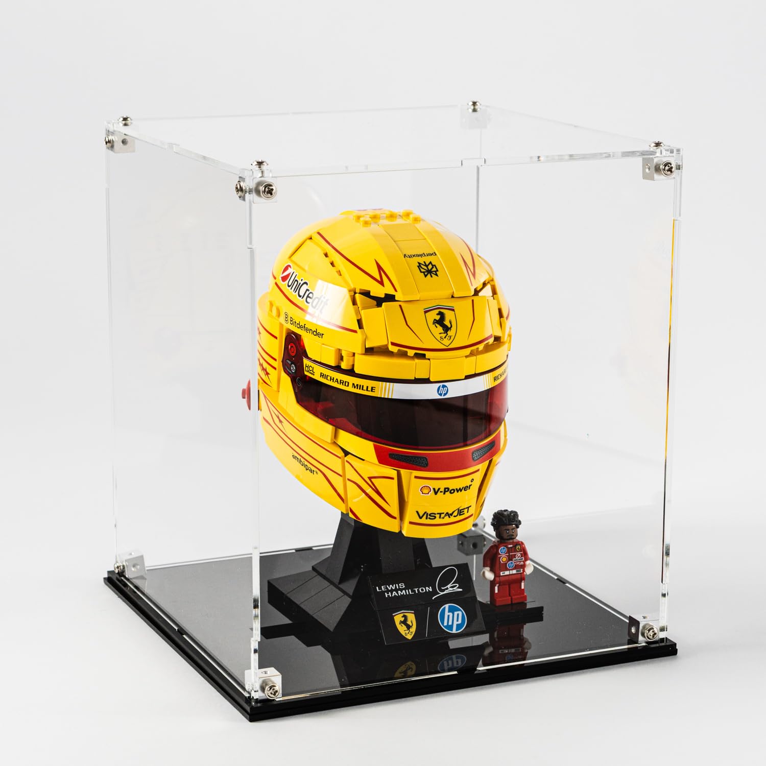 Brickify Black Acrylic Display Case Compatible With Lego Lewis Hamilton Helmet 43022 - Compatible With Lego Charles Leclerc Helmet 43014 – Durable Protective Case, Dustproof Protective Display Case