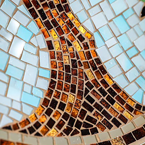 15" Round Mosaic Glass Decorative Charger Plate with Stand Tree Pattern - Thumbnail 6