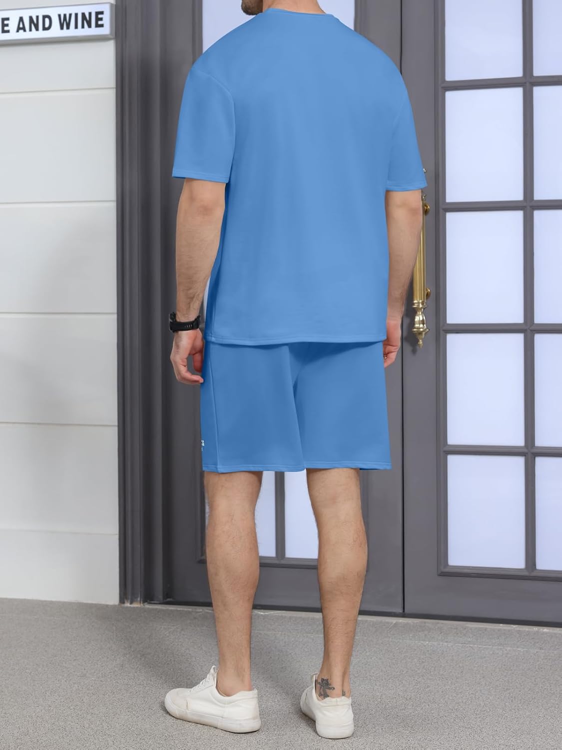 Ryehack Men's 2 Piece Outfits Short Sleeve Crew Neck Summer T Shirt and Drawstring Casual Track Shorts Sportswear Sets - Image 4