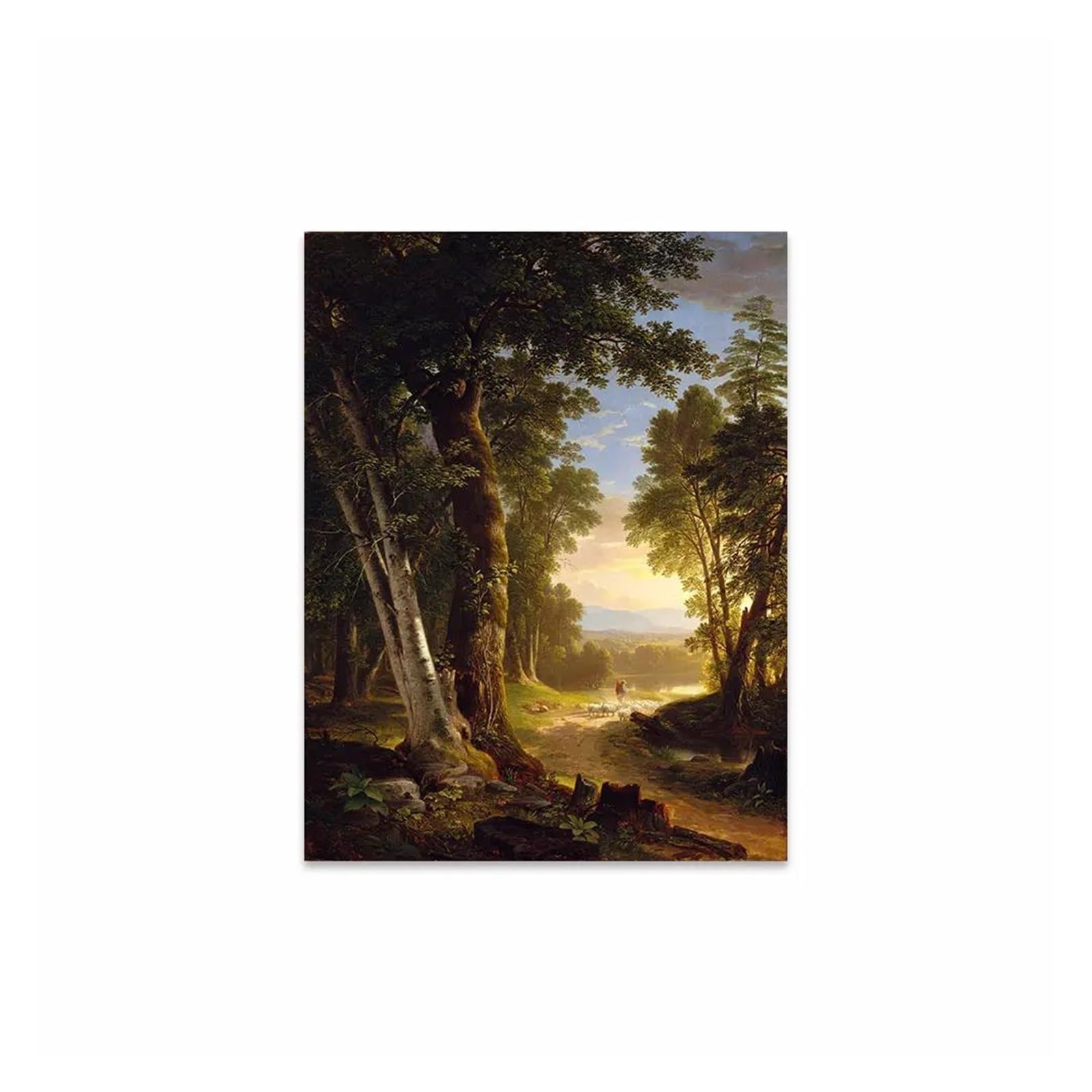 Tableau déco nature berger forêt vintage pour décoration maison salon et bureau 50x70