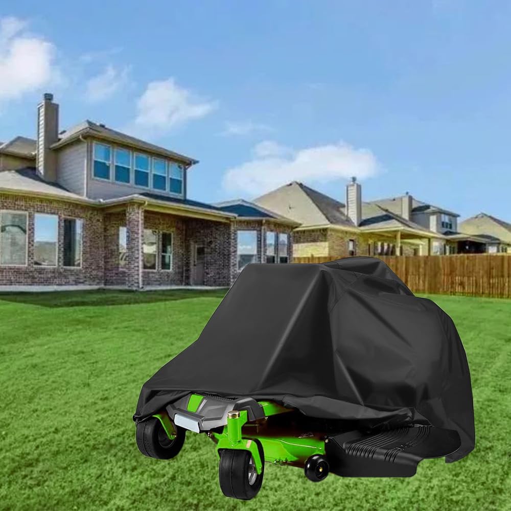 Amberr Outdoor Zero-Turn Mower Cover,Zero Turn Universal Fit Lawn Mower Covers and Accessories,Waterproof UV Protection Cover Universal Fits Up to 60”Mower Decks