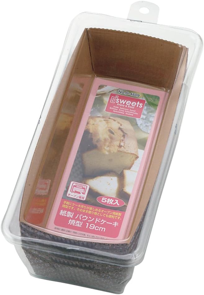 Pearl Metal D-4609 EE Sweets Paper Pound Cake Baking Mold, 7.5 inches (19 cm), Pack of 5, Made in Japan
