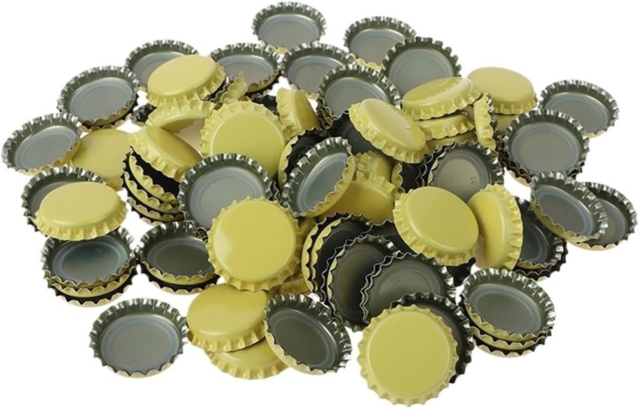 100Pcs Caps Homebrew Beer Caps Craft Beer Bottling Caps Oxygen Absorbing Seal Crown Caps for DIY Home Brewing Beer Tool(Yellow)