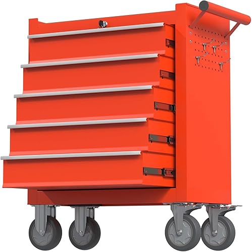 Miniatura 8 de Caja de herramientas rodante de 5 cajones con ruedas, cofre de herramientas rodante con cajones, caja de herramientas rodante portátil con ruedas,