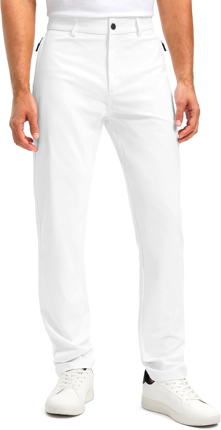 Men's Golf Pants - 30"/32"/34" Slim Fit Stretch Lightweight Dress Pants for Men with Zipper Pockets Casual Work