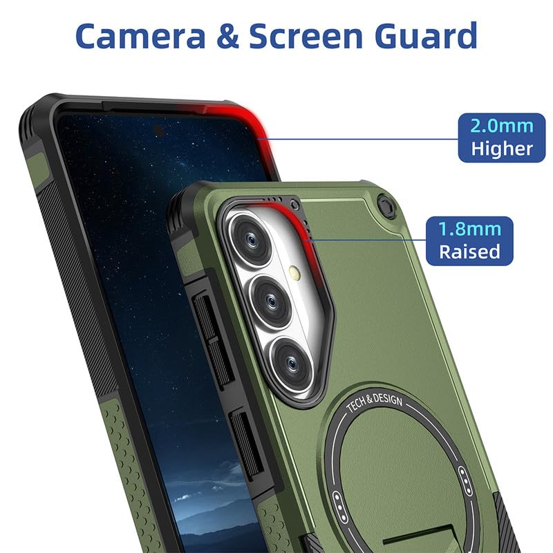 Image of US LITE Back Cover for Samsung Galaxy S26 Plus with Portable Kickstand | MagSafe Compatible Magnetic Case | Shockproof Military Grade Protection | Extreme Protection Phone Cover - Green